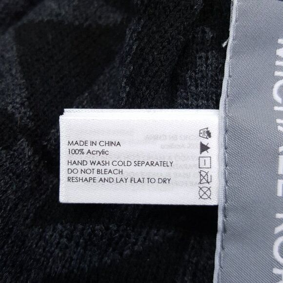 MICHAEL KORS Mens Beanie Hat Black Ribbed Knit Reversible MK Monogram Logo - Picture 5 of 6